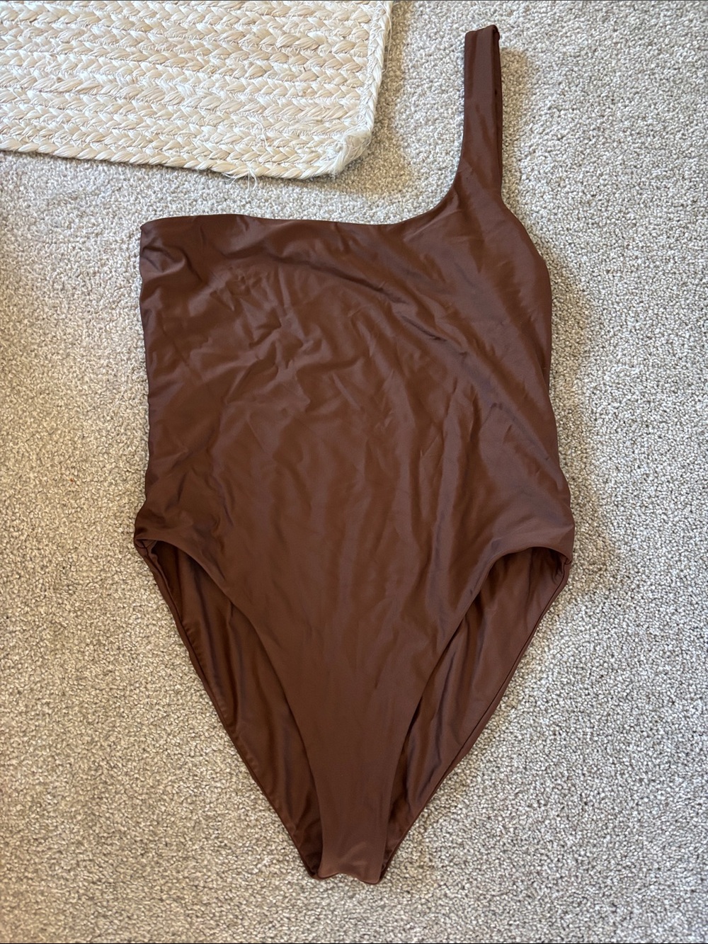 One-Shoulder Brown Women’s One-Piece Swimsuit
